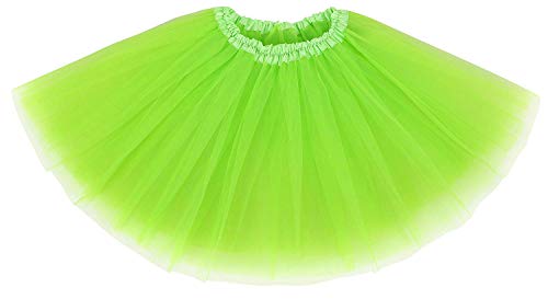 Ksnnrsng Tutu Falda de Mujer Faldas de Tul 50's Short Ballet 3 Capas de Baile para Vestirse Danza (Verde Fluorescente)