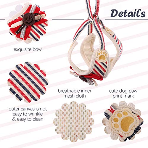 Kuoser Juego de Arnés y Correa para Perro, Transpirable y Suave, Arnés de Pecho Acolchado de Malla con Bonito Lazo para Cachorros Pequeños y Medianos para Entrenamiento de Caminar Al Aire Libre