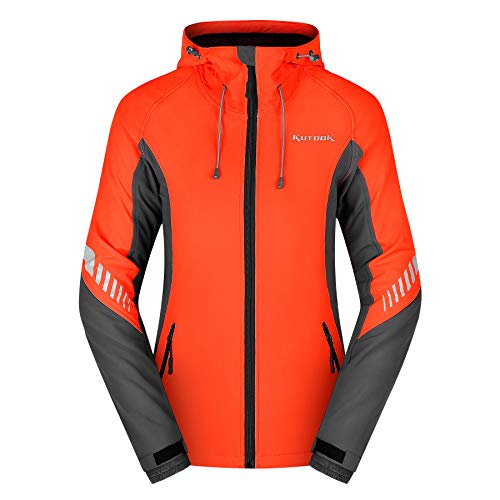 KUTOOK Chaqueta Softshell Mujer Invierno Forro Polar Ropa Cortavientos Impermeable con Capucha Puños Ajustables para SenderismoTrekking Montaña Escalada Esquí(L)