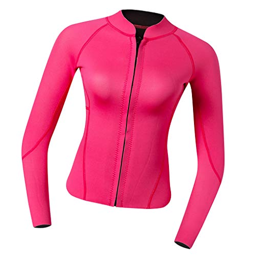 lahomia Chaqueta de Traje de Neopreno de 2 Mm para Mujer, para Buceo, Natación, Rosa Roja - XL