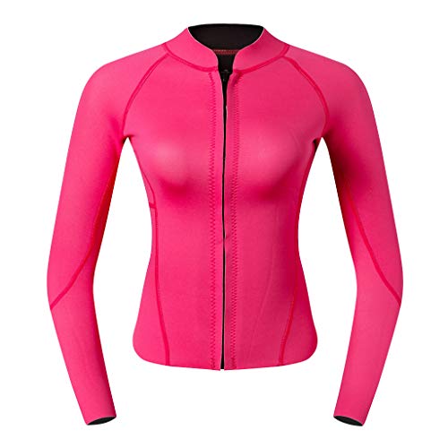 lahomia Chaqueta de Traje de Neopreno de 2 Mm para Mujer, para Buceo, Natación, Rosa Roja - XL