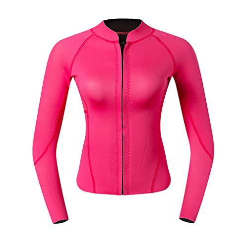 lahomia Chaqueta de Traje de Neopreno de 2 Mm para Mujer, para Buceo, Natación, Rosa Roja - XL