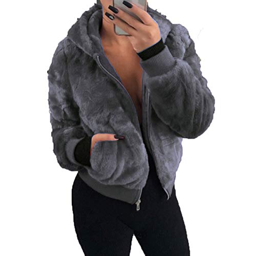 LaiYuTing OtoñO/Invierno 2020 Nueva Chaqueta De Moda con Capucha Chaqueta Corta De Piel De Conejo para Mujer