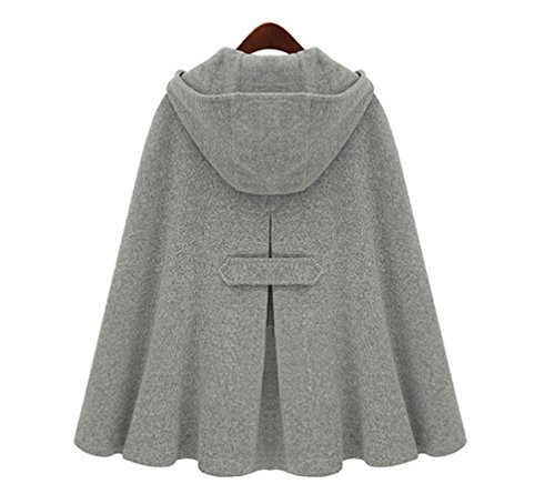 LaoZan Gabardina Trench Mujer Capa con Capucha Batwing Cape Poncho Chaqueta Abrigo XXL Gris