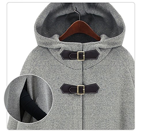 LaoZan Gabardina Trench Mujer Capa con Capucha Batwing Cape Poncho Chaqueta Abrigo XXL Gris