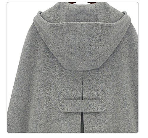 LaoZan Gabardina Trench Mujer Capa con Capucha Batwing Cape Poncho Chaqueta Abrigo XXL Gris
