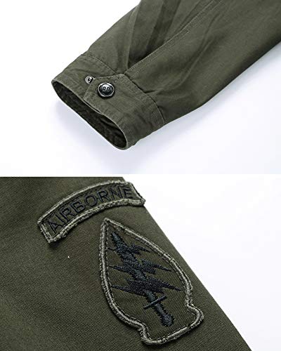 LaoZanA Chaqueta Militar Hombre Otoño Casual Abrigo Bomber Cazadora Slim Fit Verde del ejército M