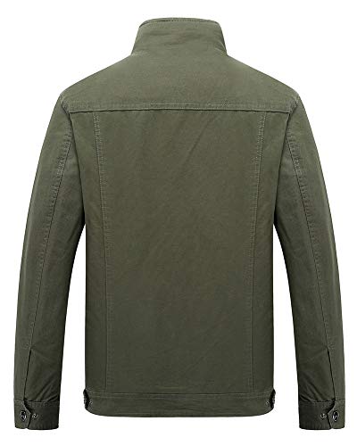 LaoZanA Chaqueta Militar Hombre Otoño Casual Abrigo Bomber Cazadora Slim Fit Verde del ejército M