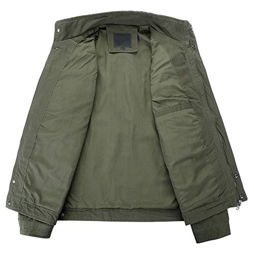 LaoZanA Chaqueta Militar Hombre Otoño Casual Abrigo Bomber Cazadora Slim Fit Verde del ejército M