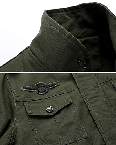 LaoZanA Chaqueta Militar Hombre Otoño Casual Abrigo Bomber Cazadora Slim Fit Verde del ejército M