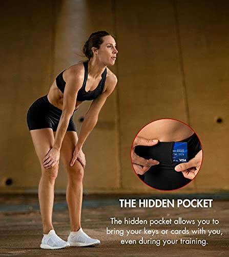 LAPASA Pantalón Corto Deportivo para Mujer Cintura Alta (Running, Fitness, Estiramiento) L09 (Deep Space Black, M)