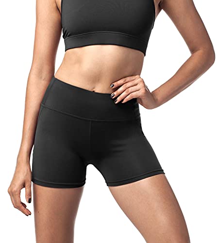 LAPASA Pantalón Corto Deportivo para Mujer Cintura Alta (Running, Fitness, Estiramiento) L09 (Deep Space Black, M)