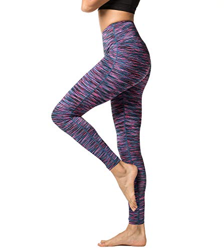 LAPASA Pantalón Deportivo de Mujer, Malla para Running, Yoga y Ejercicio. L01 (7. Purple Space Dye, M)
