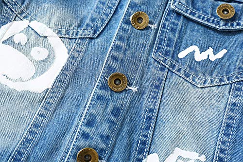 LAPLBEKE Cazadora Vaquera para Niñas Jeans Larga Chaqueta De Mezclilla Niños Rasgado Estampado Jean Camisetas 18-24Mes