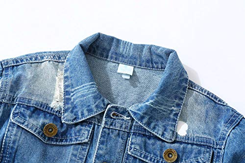 LAPLBEKE Cazadora Vaquera para Niñas Jeans Larga Chaqueta De Mezclilla Niños Rasgado Estampado Jean Camisetas 18-24Mes