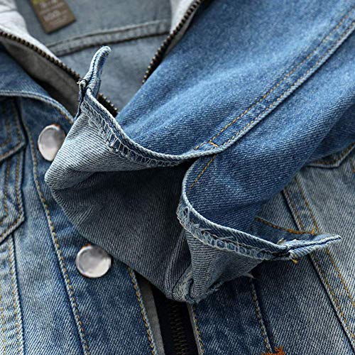 LAPLBEKE Cazadora Vaquera para Niños Jeans Larga Cremallera Chaqueta De Mezclilla Niñas con Capucha 2-3Años