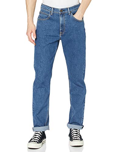 Lee Brooklyn Straight Jeans, Azul (Mid Stonewash), 38W / 32L para Hombre
