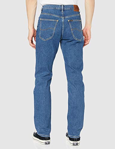 Lee Brooklyn Straight Jeans, Azul (Mid Stonewash), 40W / 30L para Hombre