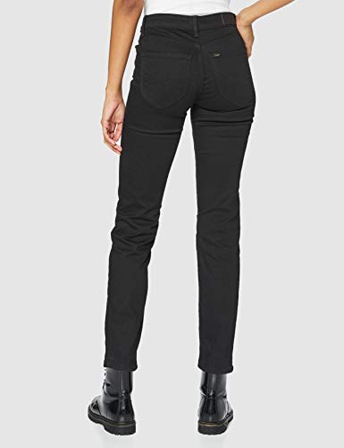 Lee Marion Straight Jeans, Black Rinse, 26W / 31L para Mujer