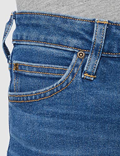 Lee Wide Leg Vaqueros Straight, Azul (Mid Bellevue GX), 29W / 31L para Mujer