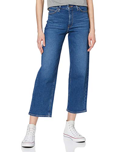Lee Wide Leg Vaqueros Straight, Azul (Mid Bellevue GX), 29W / 31L para Mujer