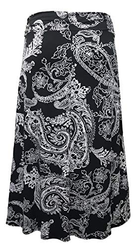 LEEBE Mujer Talla Grandes - Falda Larga Estilo Maxi (1XL-5XL) (2XL (50-52), Paisley Negro)