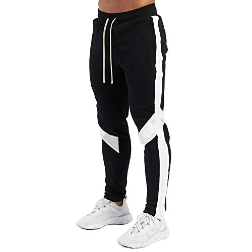 LeerKing Joggers Pantalones Deportivos para Hombre y Niños Pantalones de Chándal Ajustados con Cordón para Gimnasio Fitness Running Ciclismo Senderismo y Ropa de Hogar, Negro M