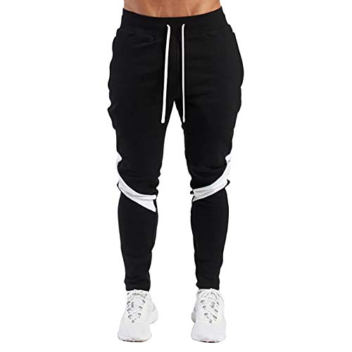 LeerKing Joggers Pantalones Deportivos para Hombre y Niños Pantalones de Chándal Ajustados con Cordón para Gimnasio Fitness Running Ciclismo Senderismo y Ropa de Hogar, Negro M