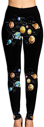 Leggings de Entrenamiento Deportivo con pantalón de Yoga Solar System Planets Stars and Milky Way Galaxy Space 90 Degree Womens Compression Workout Leggings