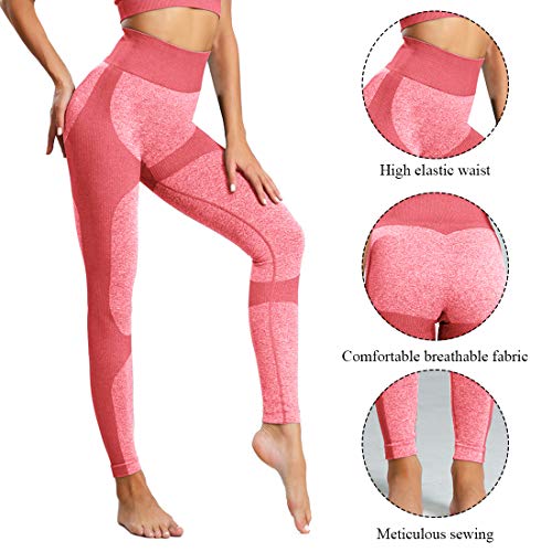 Leggings Deportivo para Mujer Leggings Apretado Leggings de Cadera Pantalón Largo Media Cintura Nalgas Respingadas para Yoga Gimnasio Fitness (S, Rosado)
