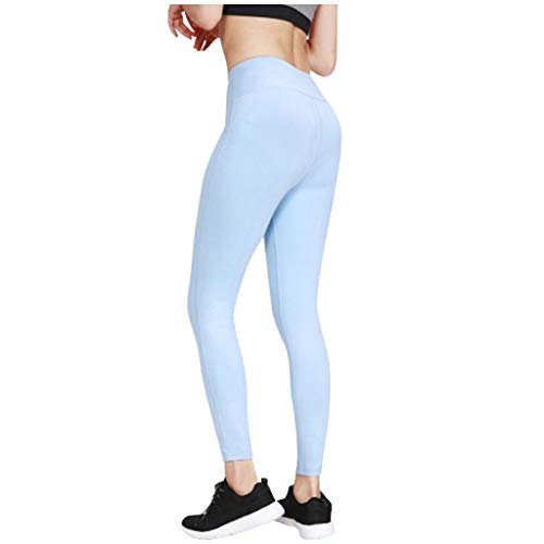 Leggings Mujer Fitness 2020 SHOBDW Cintura Alta Pantalones De Yoga De Fitness De Color Sólido Elástico Y Deportivo Pantalones Chandal Mujer Baratos Leggins Mujer Push Up(Azul 3,XL)