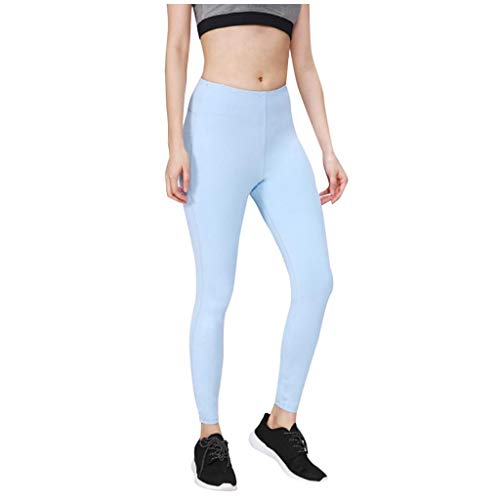 Leggings Mujer Fitness 2020 SHOBDW Cintura Alta Pantalones De Yoga De Fitness De Color Sólido Elástico Y Deportivo Pantalones Chandal Mujer Baratos Leggins Mujer Push Up(Azul 3,XL)