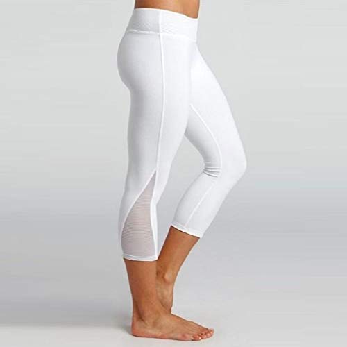 Leggings Mujer Fitness 2020 SHOBDW Leggings Deporte Mujer Gym Running Slim Tight Yoga Athletic Pantalones Leggins Mujer Fitness Transparencia Pantalones Chandal Mujer Baratos(Blanco,M)