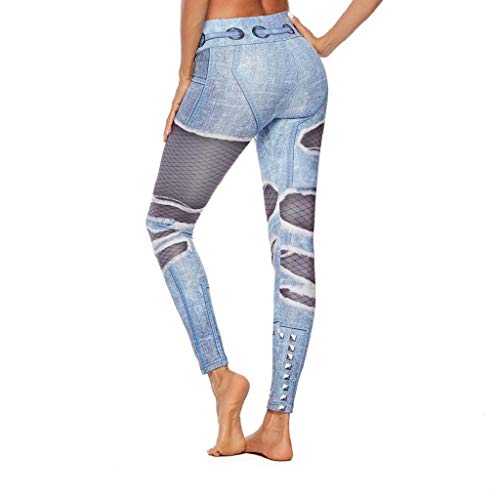 Leggings Mujer Fitness 2020 SHOBDW Leggings Vaqueros Mujer Rallados Estampados Leggings Fitness Sport Gym Yoga Athletic Pant Pantalones Chandal Mujer Baratos(Azul,XL)