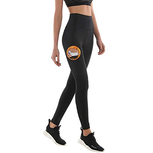 Leggins de Sudoracion Adelgazantes Mujer Fitness NANOTECNOLOGÍA, Leggins Anticeluliticos Push Up Cintura Alta, Mallas Reductoras, Pantalones Compresion Termicos Sauna, Deporte Yoga Running (M,Black)