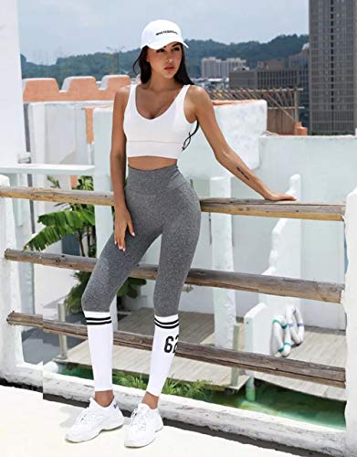 Leggins Push up, Leggins Mujer, Mallas Deportivas Mujer, Cintura Alta para Reducir Vientre. Leggins para Yoga, Fitness. (Gris, M)