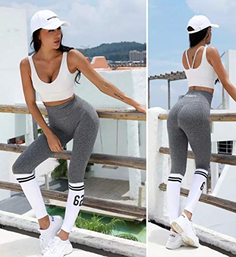 Leggins Push up, Leggins Mujer, Mallas Deportivas Mujer, Cintura Alta para Reducir Vientre. Leggins para Yoga, Fitness. (Gris, M)