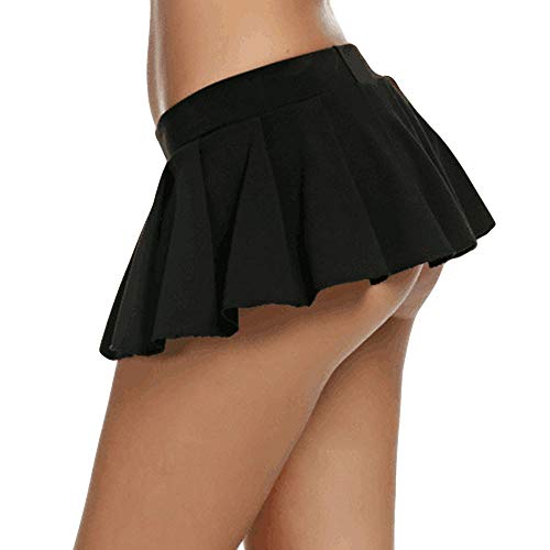 Lenfesh Minifalda Sexy de Cintura Baja de Club para Mujer Moda Falda sólido Clubwear Atractiva para Mujer