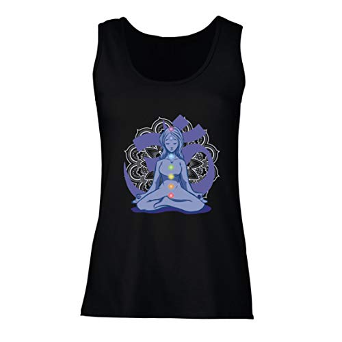lepni.me Camisetas sin Mangas para Mujer Yoga Meditación Namasté Asana Mandala Mente Cuerpo Alma (XX-Large Negro Multicolor)