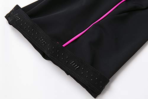 Letook Pantalones Ciclismo Mujer Cortos, Pantalon Corto de Bicicleta Gel Acolchado Profesional Verano Primavera Línea Rosa M
