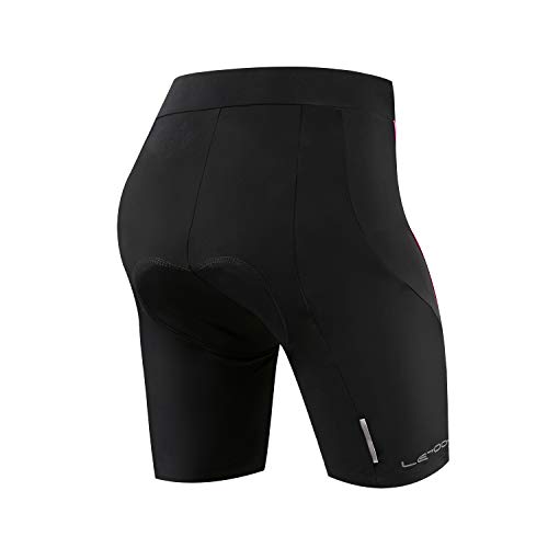 Letook Pantalones Ciclismo Mujer Cortos, Pantalon Corto de Bicicleta Gel Acolchado Profesional Verano Primavera Línea Rosa XL