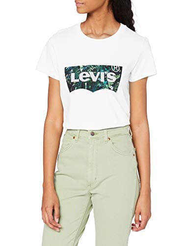Levi's The Perfect tee Camiseta, Batwing Greenery Film White+, S para Mujer