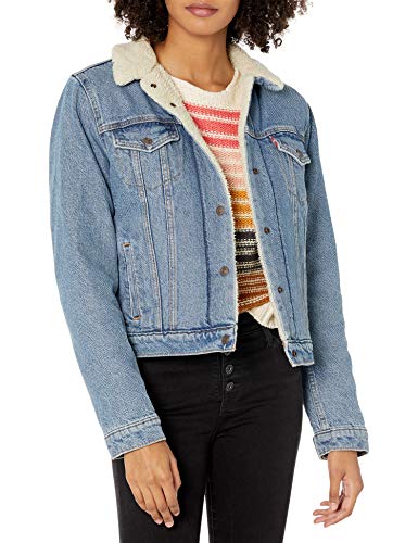 Levi's Women's Original Sherpa Trucker Jackets, Divided Blue, X-Large