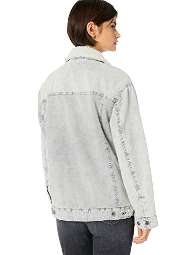 Levi's Women's Oversized Acid Washed Cotton Sherpa Trucker Jacket Grey, X-Large