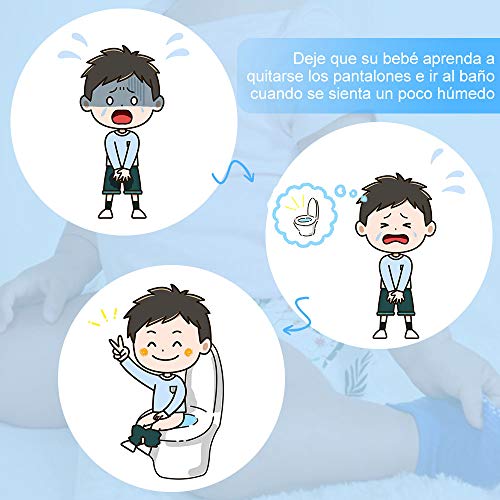 Lictin Pantalones de Entrenamiento para Bebé- Pañal de Aprendizaje para Bebés con 4 Ropa Interior Pantalones de Entrenamiento Orinal y 2 Reutilizables Pañales de Tela Talla (2-3 años)