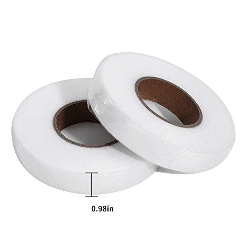 Lidiper 2 Rollos x 70 Yardas Cinta Termoadhesiva para Dobladillos, Cinta de Dobladillo Cinta de Fusión de Tela Cinta Adhesiva para Cortinas Pantalones Vaqueros Cortinas y Telas (2.5mm Blanco)