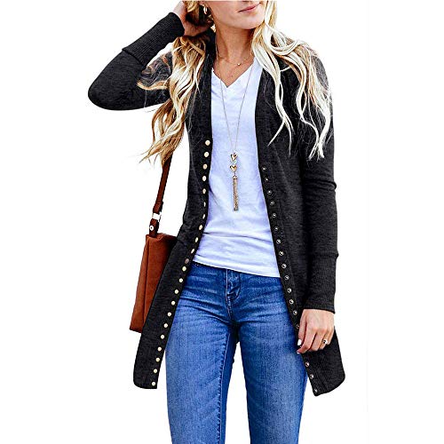 LIEBE721 Mujer Invierno Cardigan Jersey de Punto Suelto Color Sólido Chaqueta Botón Suéter para Otoño Invierno Pullover Camisetas Túnicas