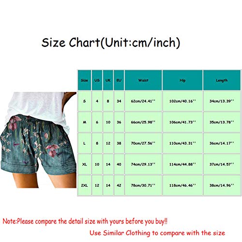 ღLILICATღ Pantalones Cortos De Vendaje Estampados Informales para Mujer Pantalones Sueltos De Cintura EláStica con Bolsillos Pantalones Cortos De Talla Grande para Vacaciones De Verano para Mujer