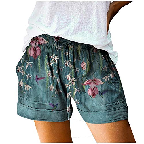 ღLILICATღ Pantalones Cortos De Vendaje Estampados Informales para Mujer Pantalones Sueltos De Cintura EláStica con Bolsillos Pantalones Cortos De Talla Grande para Vacaciones De Verano para Mujer