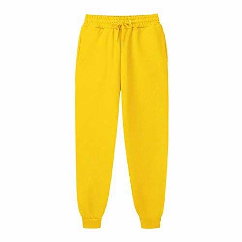 LIMILI Pantalones de chándal ajustados para hombre, para correr, para el tiempo libre, fitness, color negro amarillo XXXL
